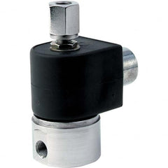 Parker - 120/60 - 110/50 VAC 1/4" NPT Port Stainless Steel Two-Way Direct Acting Solenoid Valve - USA Tool & Supply