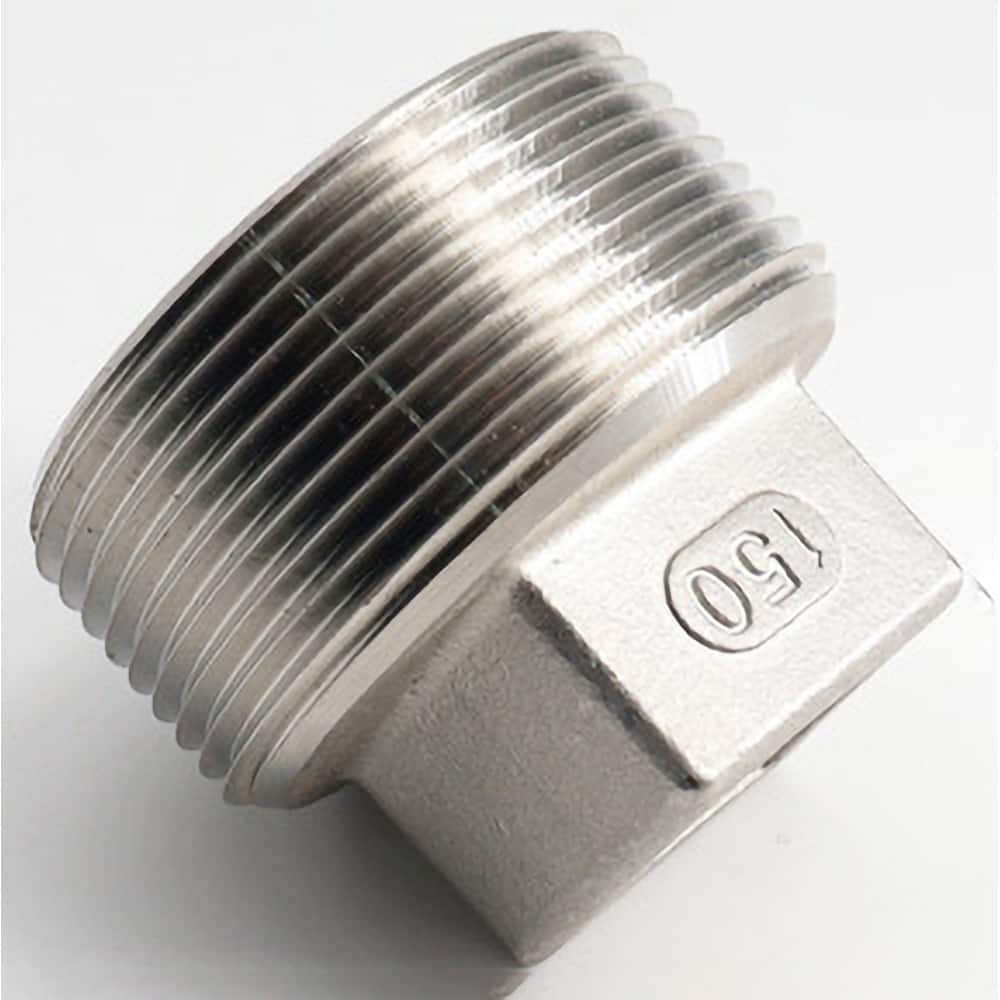 Guardian Worldwide - Stainless Steel Pipe Fittings; Type: Square Head Plug ; Fitting Size: 1-1/4 ; End Connections: MNPT ; Material Grade: 304 ; Pressure Rating (psi): 150 ; Length (Inch): 1.54 - Exact Industrial Supply