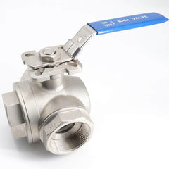 Guardian Worldwide - Ball Valves; Type: Ball Valve with Mounting Pad ; Pipe Size (Inch): 2 ; Material: Stainless Steel ; Style: Inline 3-Way ; End Connections: FNPT x FNPT x FNPT ; Port Type: Full - Exact Industrial Supply