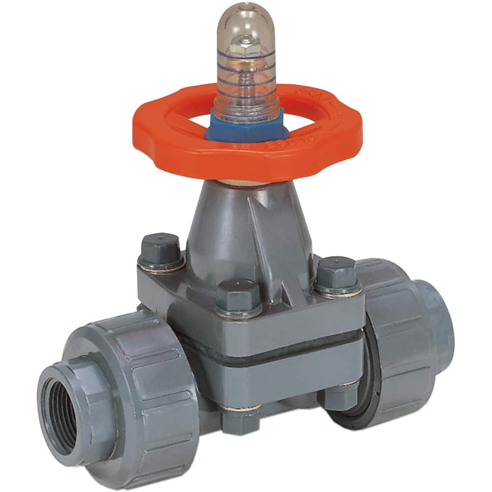 Hayward - Diaphragm Valves; End Connections: Socket; Threaded ; Pipe Size: 3/4 (Inch); Pipe Size (mm): 19.05 ; Material: PVC ; Seal Material: FPM ; Maximum Working Pressure (psi): 150.000 - Exact Industrial Supply