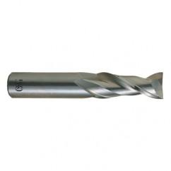 3/8 Dia. x 2-1/2 Overall Length 2-Flute .020 C/R Solid Carbide SE End Mill-Round Shank-Center Cutting-Uncoated - USA Tool & Supply