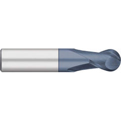 Ball End Mill: 0.625″ Dia, 0.75″ LOC, 2 Flute, Solid Carbide 3″ OAL, 5/8″ Shank Dia, 30 ° Helix, AlTiN Coated, Single End