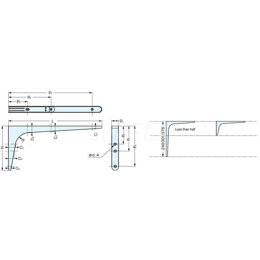 Brackets; Type: Compact Bracket; Length (mm): 238.50; Width (mm): 20.00; Height (mm): 119.5000; Load Capacity (Lb.): 44.000; Finish/Coating: Umber; Minimum Order Quantity: Steel; Material: Steel