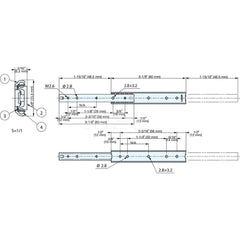 Drawer Slides; Type: 2-Way Mini Drawer Slide; Extension Style: 3/4; Slide Length: 80.00; Travel Length: 48.50; Load Capacity (Lb.): 30.800; Width (Inch): 3/16; Slide Length: 80.00; Material: Stainless Steel; Material Grade: 304; Material: Stainless Steel