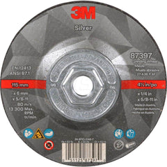 Depressed Center Wheel: Type 27, 4-1/2″ Dia, 1/4″ Thick, Ceramic 36 Grit