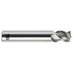 1/2 Dia. x 3 Overall Length 3-Flute .060 C/R Solid Carbide SE End Mill-Round Shank-Center Cutting-Uncoated - USA Tool & Supply