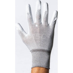 General Purpose Work Gloves: Large, Polyurethane, Carbon & Nylon White & Gray, Static Dissipative