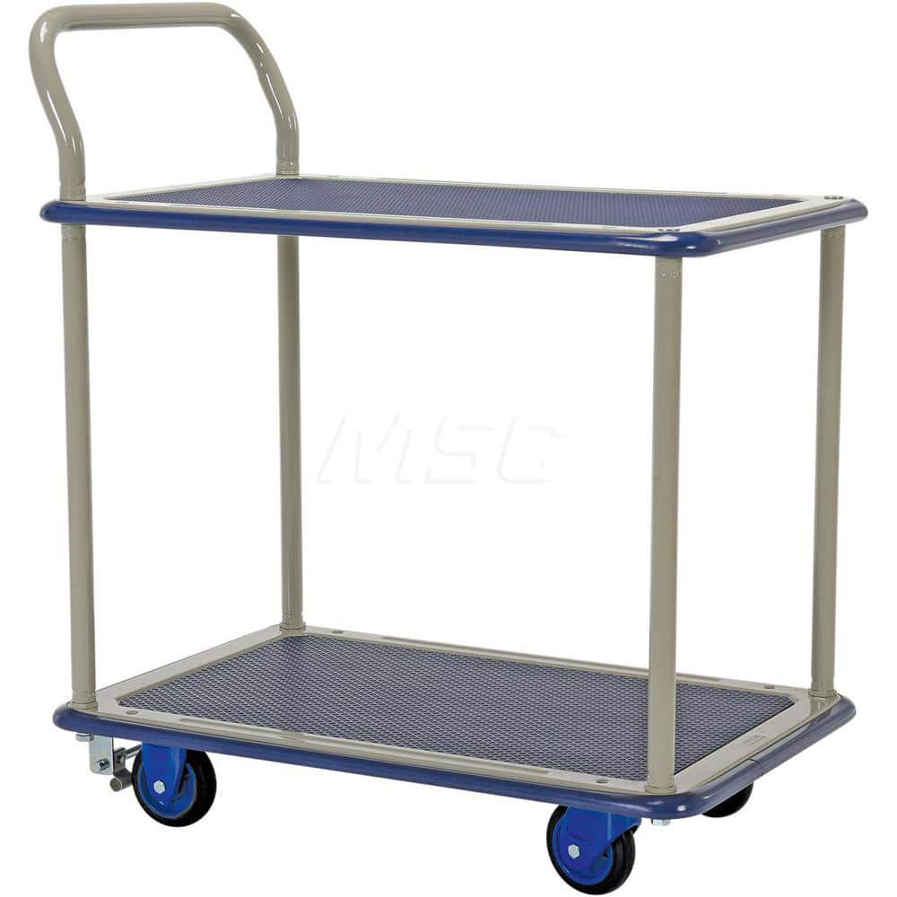 Platform Truck: 330 lb Capacity, Steel Platform, 27″ Platform Length, 5-1/2″ Platform Height 4 x 1-1/4″ Rigid & Swivel Non-Marking Rubber Casters