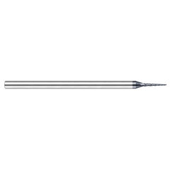 Miniature End Mills - Tapered Rib Cutters - 0.0600″ Cutter Diameter × 0.3120″ (5/16″) Length of Cut × 2° per side Carbide Tapered Square End Mill, 3 Flutes, AlTiN Nano Coated - Exact Industrial Supply