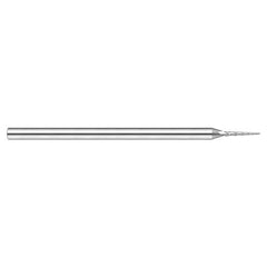 Miniature End Mills - Tapered Rib Cutters - 0.0450″ Cutter Diameter × 0.2500″ (1/4″) Length of Cut × 2° per side Carbide Tapered Square End Mill, 3 Flutes - Exact Industrial Supply