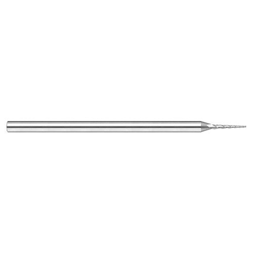 Miniature End Mills - Tapered Rib Cutters - 0.0450″ Cutter Diameter × 0.2500″ (1/4″) Length of Cut × 0.5° per side Carbide Tapered Square End Mill, 3 Flutes - Exact Industrial Supply