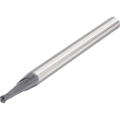 Ball End Mill: 0.1575″ Dia, 2 Flute, Solid Carbide 80 mm OAL, 6 mm Shank Dia, 30 ° Helix, SIRON-A Coated, Single End, Series JHB970