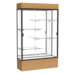 Bookcases; Color: Natural Oak; Number of Shelves: 4; Width (Decimal Inch): 48.0000; Depth (Inch): 16; Material: Anodized Aluminum/Oak; Material: Anodized Aluminum/Oak