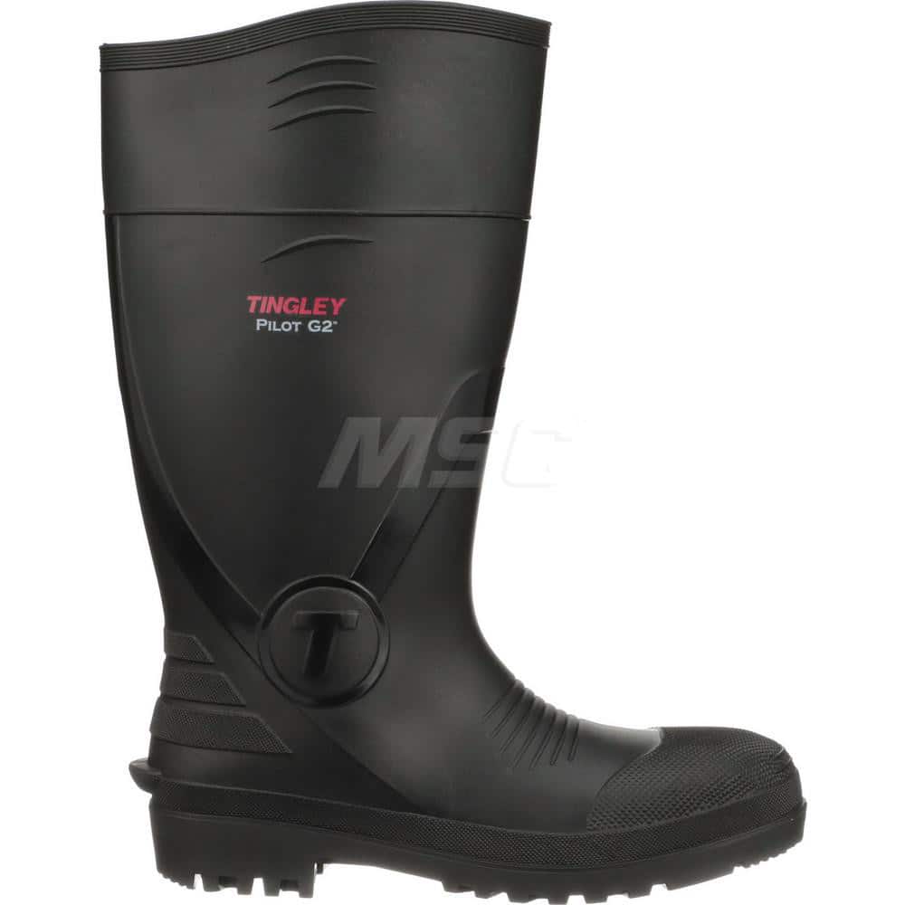 Work Boot: Size 6, 15″ High, Polyvinylchloride, Plain Toe Medium Width, Cleated Sole