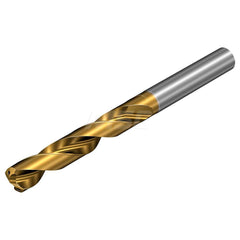 Taper Length Drill Bit: 0.6299″ Dia, 147 ° Coated, 6.0629″ Flute Length, 8.0315″ OAL, RH Cut, Spiral Flute, Cylindrical Shank, Series CoroDrill 860