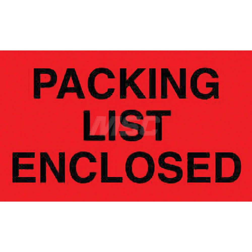 Shipping & DOT Label: ″Packing List Enclosed″, Rectangle, 5″ Wide, 3″ High Paper