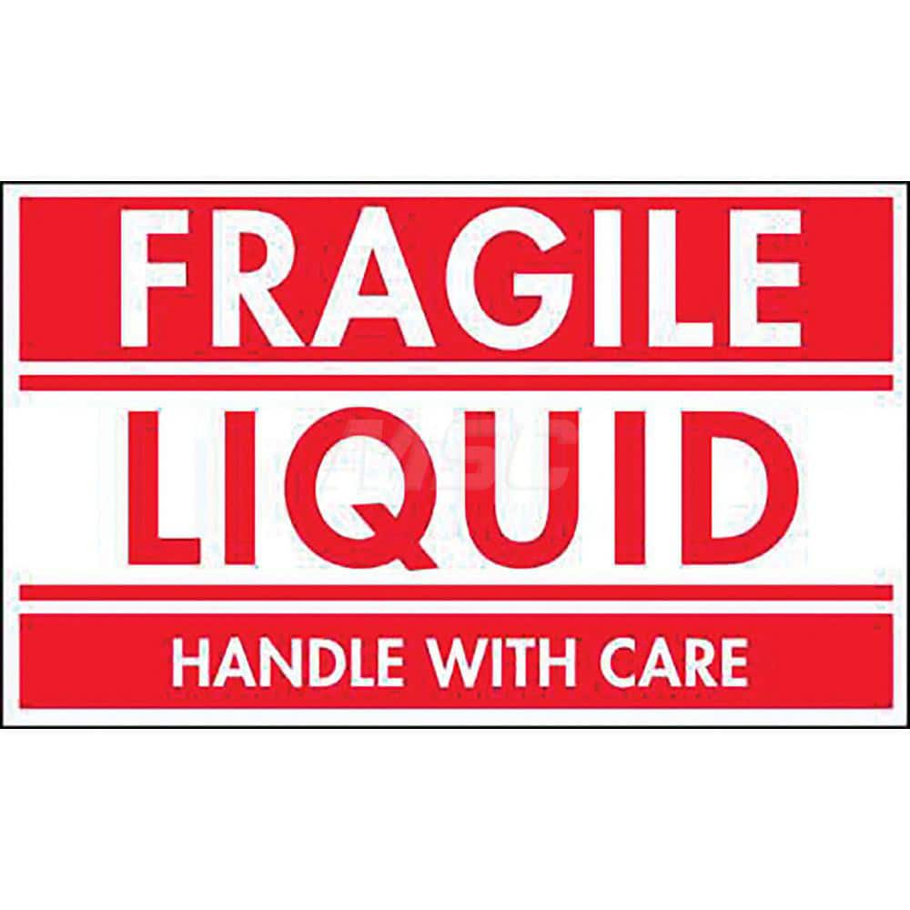 Care Instructions Label: ″Fragile, Liquid, Handle With Care″, Rectangle, 5″ Wide, 3″ High Paper