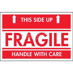 Care Instructions Label: ″Fragile, This Side Up, Handle With Care″, Rectangle, 3″ Wide, 2″ High Paper