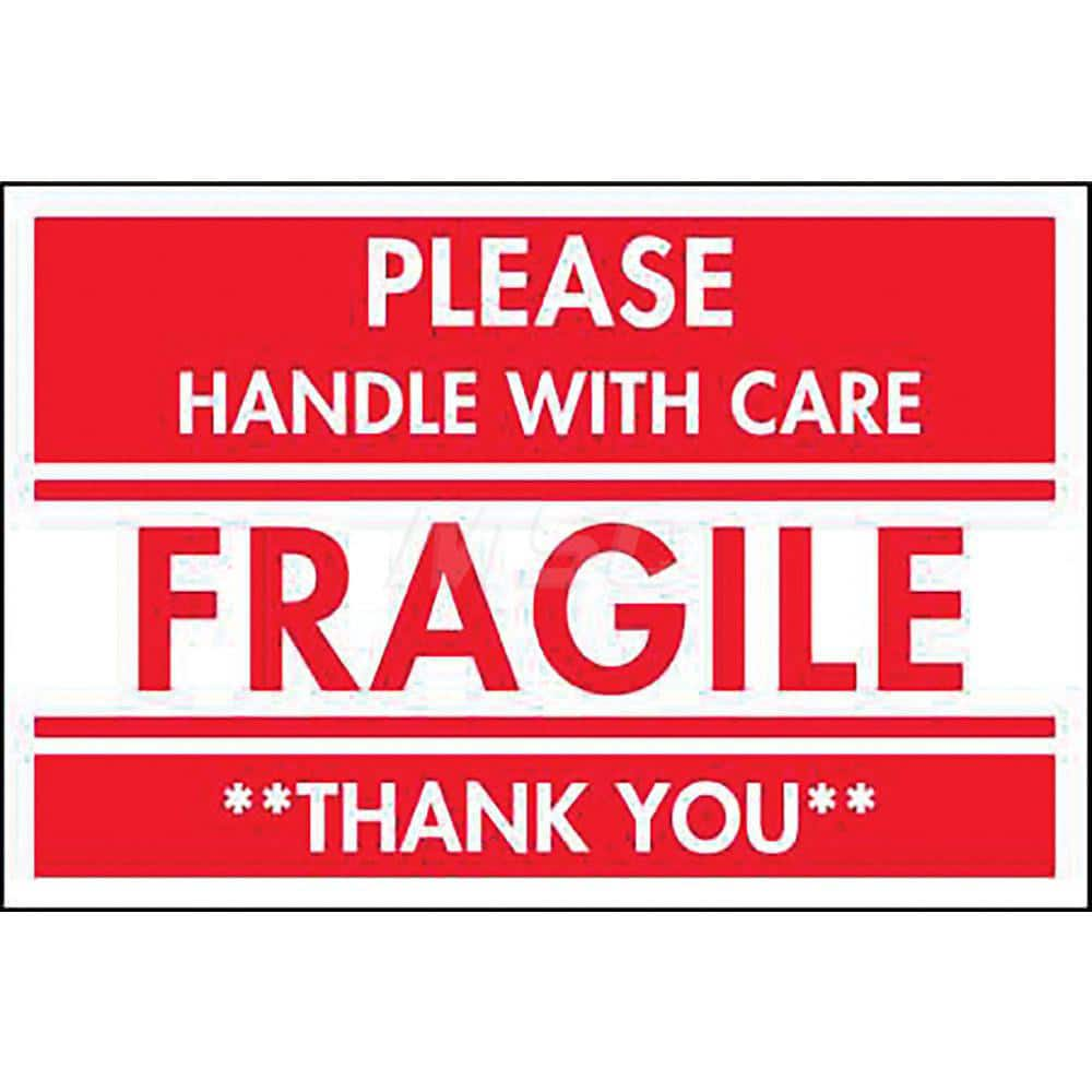 Care Instructions Label: ″Fragile, Thank You″, Rectangle, 3″ Wide, 2″ High Paper