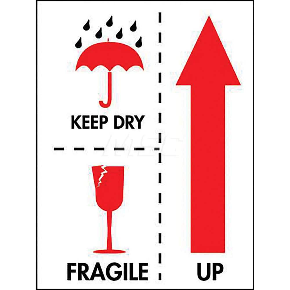 Care Instructions Label: ″Keep Dry, Fragile, Up″, Rectangle, 3″ Wide, 4″ High Paper