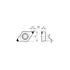 Turning Insert:  2QP-DCMW32.51 BX360,  Polycrystalline Cubic Boron Nitride Uncoated Finish,  Neutral,  3/8″ Inscribed Circle,  0.0160″ Corner Radius,  55.0 &deg N/A Diamond,  Series  DCMW