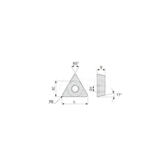 Turning Insert:  TPMT21.51PS AH630,  Solid Carbide TiAlN Finish,  Neutral,  1/4″ Inscribed Circle,  0.0160″ Corner Radius,  60.0 &deg N/A Triangle,  Series  TPMT