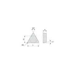 Turning Insert:  TPMR221CM T5115,  Solid Carbide TiCN, Al2O3 & TiN Finish,  Neutral,  1/4″ Inscribed Circle,  0.0160″ Corner Radius,  60.0 &deg N/A Triangle,  Series  TPMR