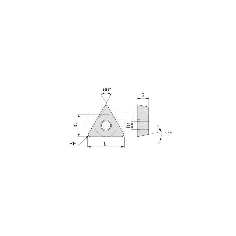 Turning Insert:  TPMT21.50.5PS T6120,  Solid Carbide TiCN & TiN Finish,  Neutral,  1/4″ Inscribed Circle,  0.0080″ Corner Radius,  60.0 &deg N/A Triangle,  Series  TPMT