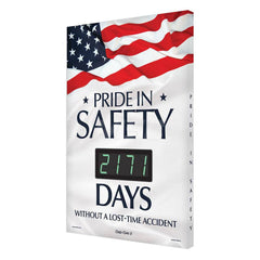 Pride In Safety _ Days Without A Lost Time Accident Rectangle, 3.75″ Thick, Indoor or Outdoor, For Inspection, Testing and Accident Data