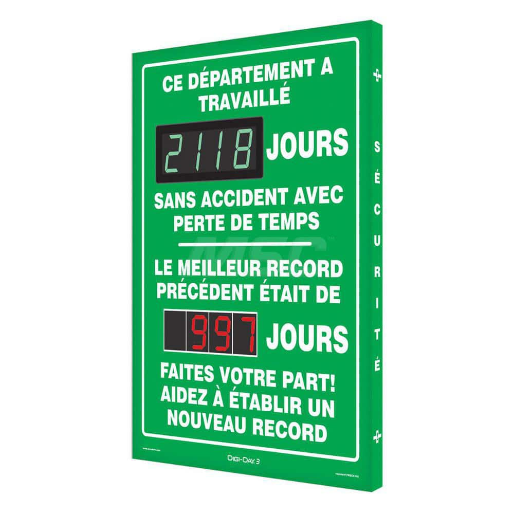 On The Job Safety Begins Here This Department has worked _Days Without A Lost Time Accident The Best Previous Record was _Days (French) Rectangle, 3.75″ Thick, Indoor or Outdoor, For Inspection, Testing and Accident Data