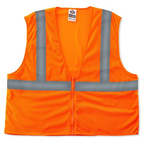 8205Z S/M Econo 2 Zipper Orange Vest - USA Tool & Supply