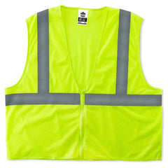 8205Z S/M Econo 2 Zipper Lime Vest - USA Tool & Supply