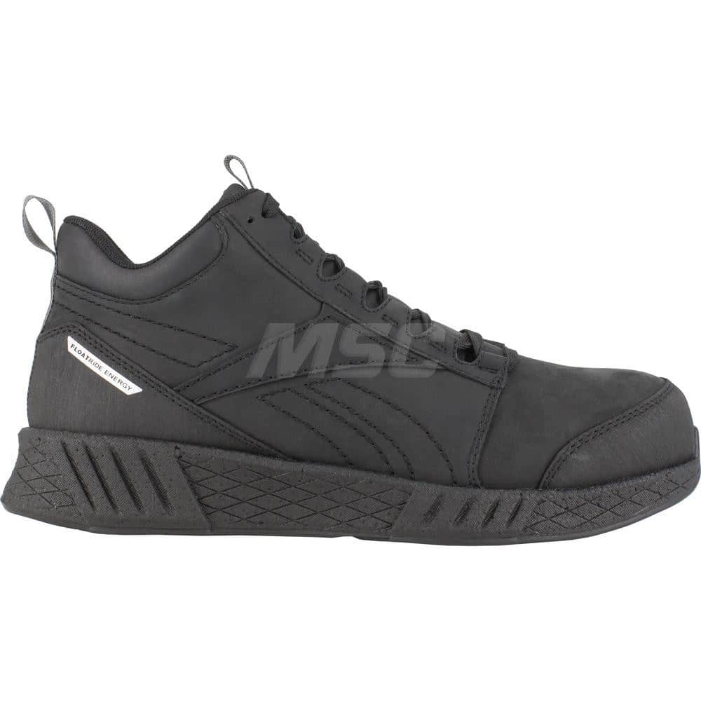 Work Boot: Size 8.5, Leather, Composite Toe Black, Medium Width, Non-Slip Sole