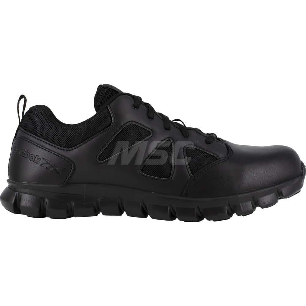 Work Boot: Size 13, Leather, Plain Toe Black, Medium Width, Non-Slip Sole