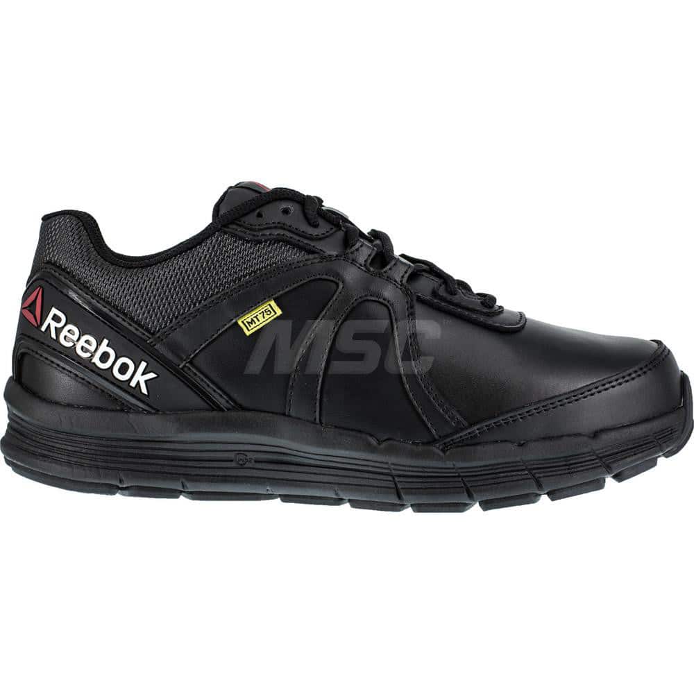 Work Boot: Size 6, Leather, Steel Toe Black, Medium Width, Non-Slip Sole