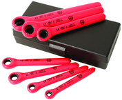 Insulated 7 Piece Metric Ratchet Wrench Set 8.0; 10.0; 12.0; 13.0; 14.0; 17.0; 19.0mm in Storage Case - USA Tool & Supply