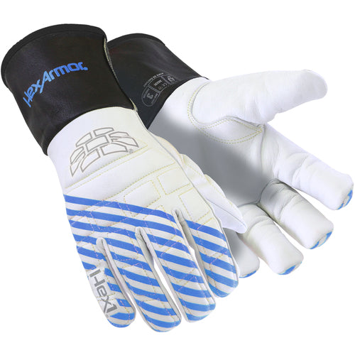 Winter Goatskin Leather Glove with Foam Impact Padding and Extended Gauntlet Cuff, Size L