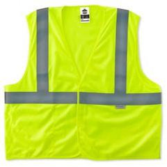 8255HL L/XL LIME TREATED POLY VEST - USA Tool & Supply