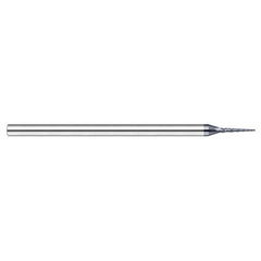 Miniature End Mills - Tapered Rib Cutters - 0.0600″ Cutter Diameter 0.6000″ Length of Cut 0.5 per side Carbide Tapered Ball End Mill, 3 Flutes, AlTiN Nano Coated - Exact Industrial Supply