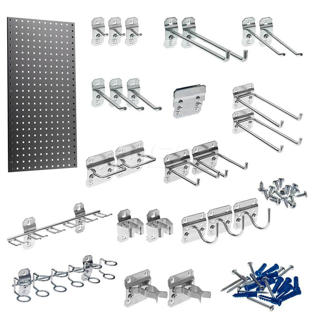 Peg Boards; Width (Inch): 36; Height (Inch): 9/16; Number of Panels: 1; Color: Gray; Number Of Hooks: 18; Base Length (Inch): 18