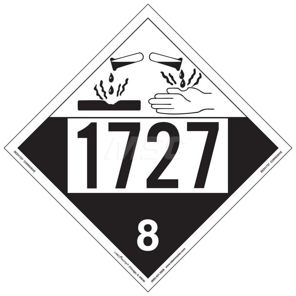 DOT Placards & Holders; Type: Placard; Legend: Corrosive; Legend: Corrosive; Material: Vinyl; Message or Graphic: Corrosive; Legend Color: Black; Material: Vinyl; Compliance Specifications: DOT 49 CFR 172.519; Placard Coating: UV; Language: English; Langu