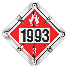 DOT Flip Placards; Placard Type: Standard; Number of Legends: 4; Legend: Blank; Flammable 1203; Flammable 1993; Combustible 1993; Message/Graphic: Message & Graphic; Legend Color: Red; White; Yellow; Black; Green; Background Color: White; Overall Height: