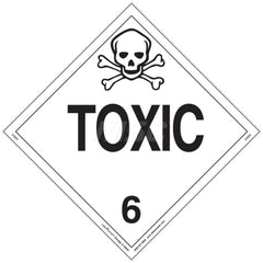 DOT Placards & Holders; Type: Placard; Legend: Toxic; Legend: Toxic; Material: Vinyl; Message or Graphic: Toxic; Legend Color: Black; Material: Vinyl; Compliance Specifications: DOT 49 CFR 172.519; Placard Coating: UV; Language: English; Language: English