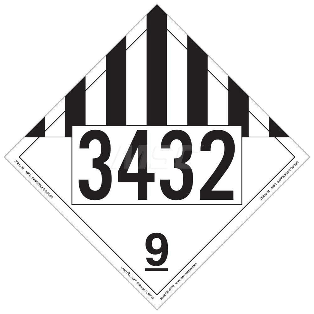 DOT Placards & Holders; Type: Placard; Legend: Misc Dangerous Goods; Legend: Misc Dangerous Goods; Material: Vinyl; Message or Graphic: Misc Dangerous Goods; Legend Color: Black; Material: Vinyl; Compliance Specifications: DOT 49 CFR 172.519; Placard Coat