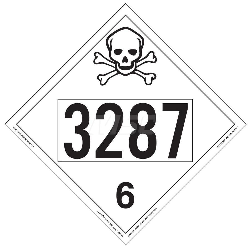 DOT Placards & Holders; Type: Placard; Legend: Toxic; Legend: Toxic; Material: Vinyl; Message or Graphic: Toxic; Legend Color: Black; Material: Vinyl; Compliance Specifications: DOT 49 CFR 172.519; Placard Coating: UV; Language: English; Language: English