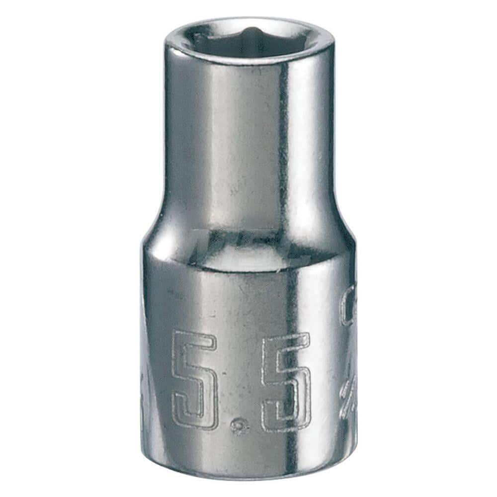 Hand Socket: 1/4″ Drive, 5 mm Socket, 6-Point Chrome-Plated & Polished