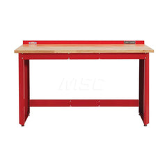 Stationary Work Bench: 72″ Wide, 24″ Deep, 41-1/4″ High, Red 1,450 lb Capacity