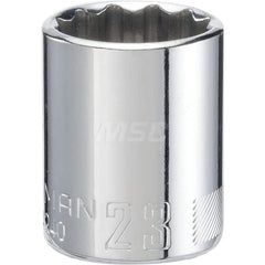 Hand Socket: 1/2″ Drive, 23 mm Socket, 12-Point Chrome-Plated & Polished