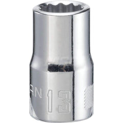 Hand Socket: 1/2″ Drive, 13 mm Socket, 12-Point Chrome-Plated & Polished