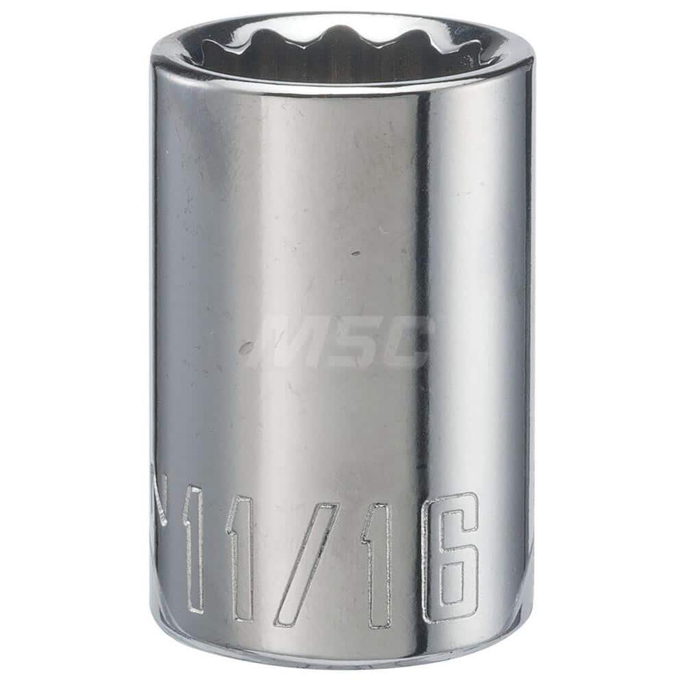 Hand Socket: 1/2″ Drive, 11/16″ Socket, 12-Point Chrome-Plated & Polished